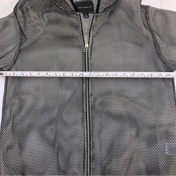 Tonia Debellis silver grey net jacket Designer Longsleeve Mesh Hooded Zip - Picture 6 of 14